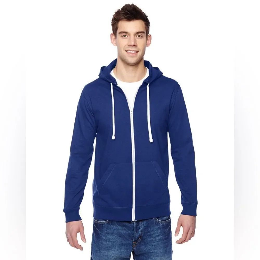 New The Fruit of the Loom Adult Jersey Full-Zip - ADMIRAL BLUE - S NWT